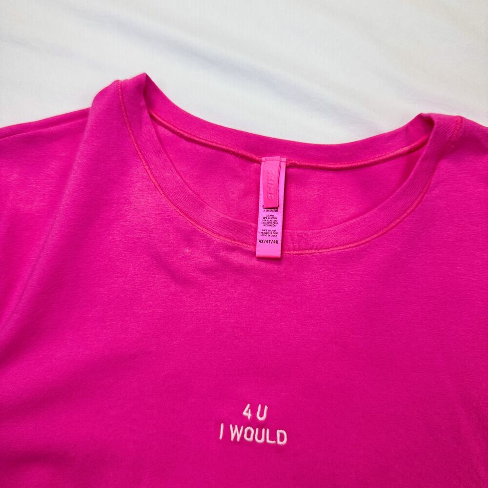 SKIMS Hot Pink Cropped Tee 4XL Rare Barbiecore Y2K 4U I WOULD Festival Statement - Picture 16 of 16